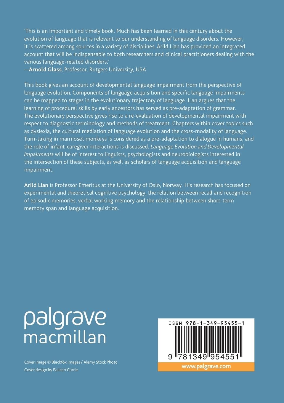 Rückseitencover Language Evolution and Developmental Impairments