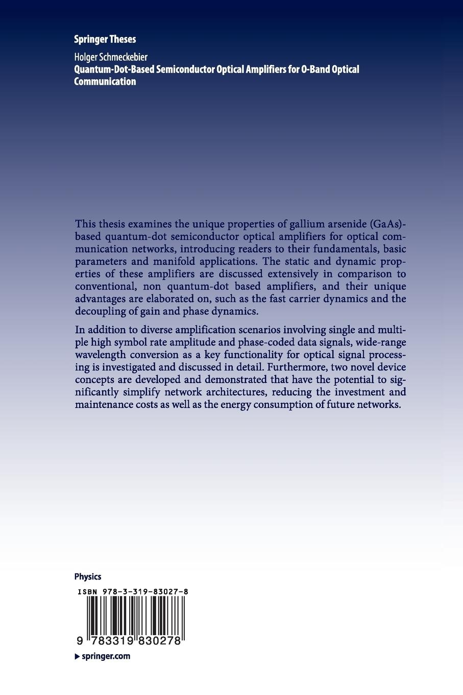 Rückseitencover Quantum-Dot-Based Semiconductor Optical Amplifiers for O-Band Optical Communication