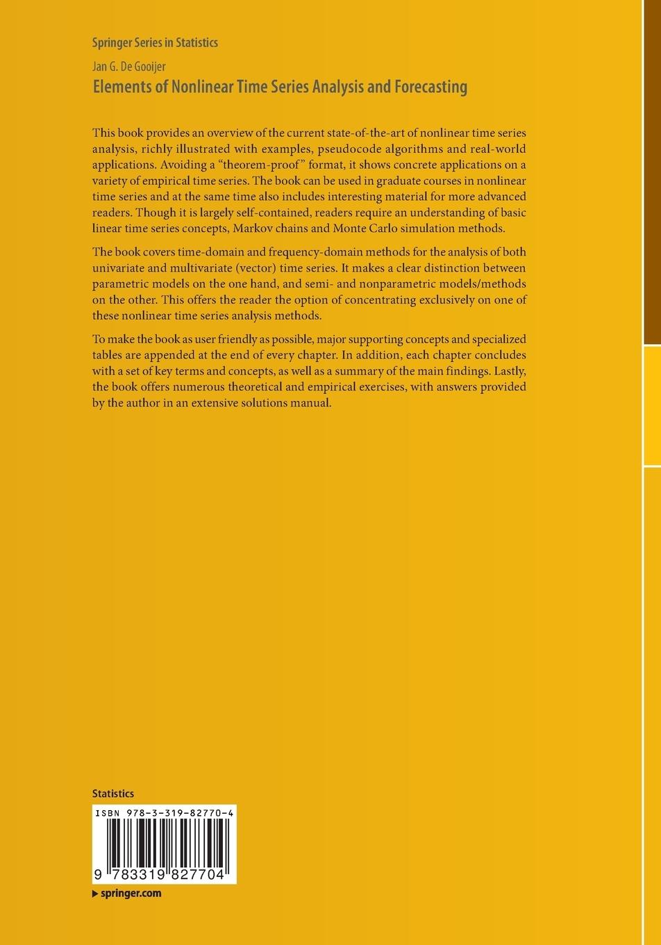 Rückseitencover Elements of Nonlinear Time Series Analysis and Forecasting