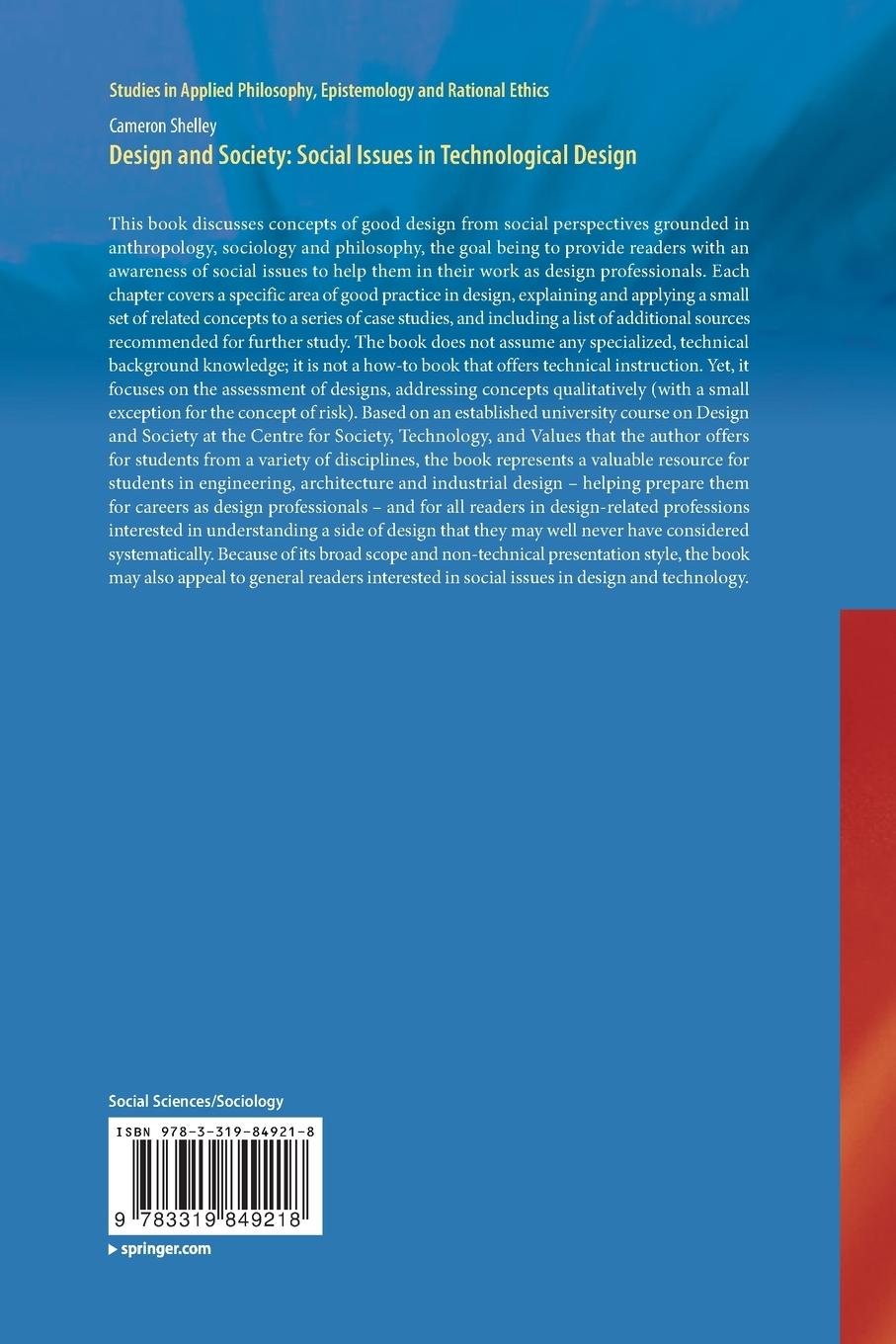 Rückseitencover Design and Society: Social Issues in Technological Design