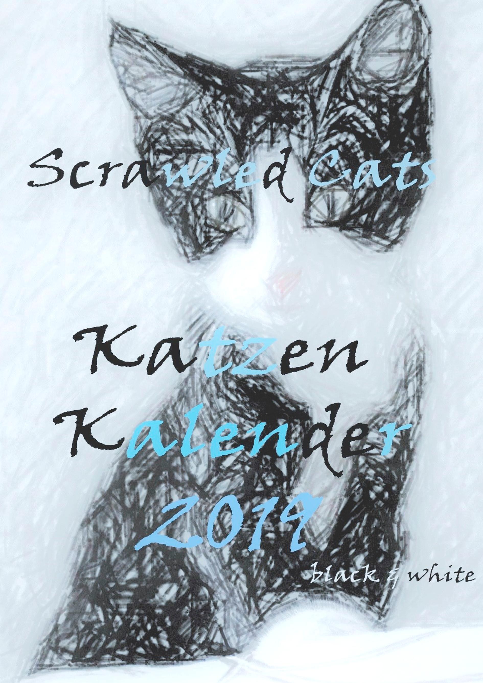 Vorderes Coverbild Scrawled Cats - black & white - Katzen Kalender 2019
