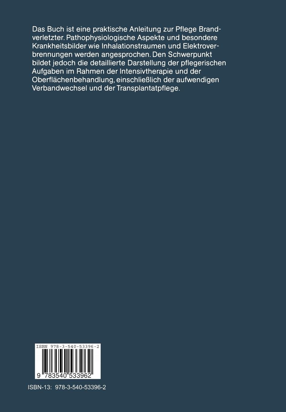 Rückseitencover Die Pflege des Brandverletzten