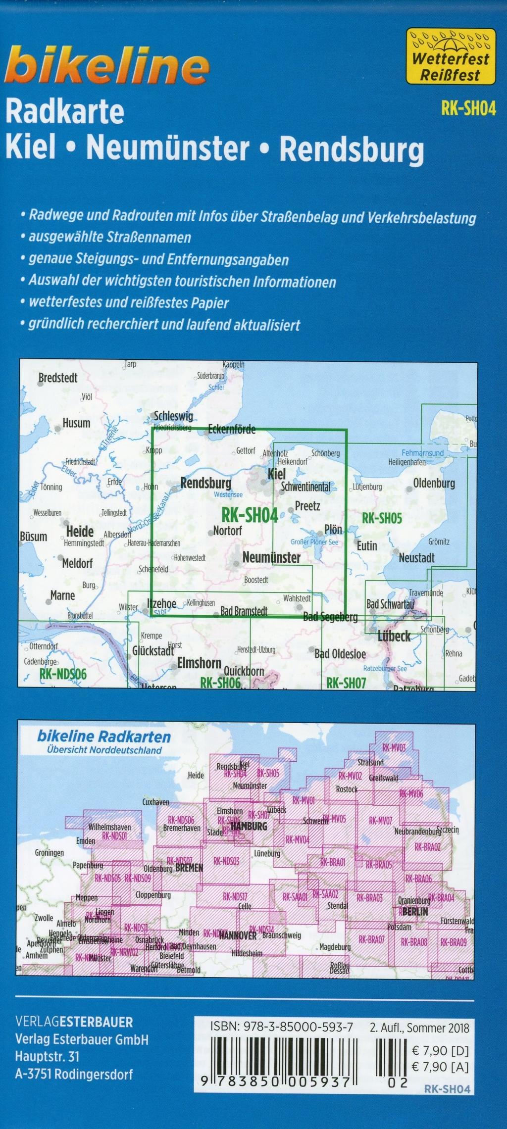 Beispielinhalt (Bild) Bikeline Radkarte Kiel Neumünster Rendsburg 1 : 75 000