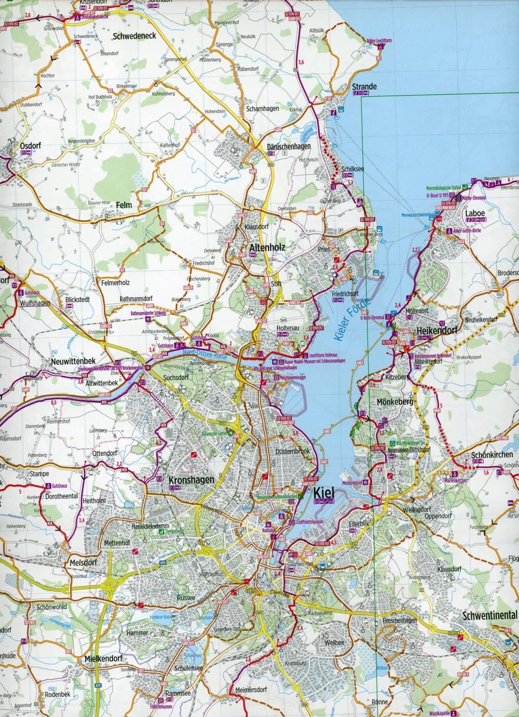 Beispielinhalt (Bild) Bikeline Radkarte Kiel Neumünster Rendsburg 1 : 75 000