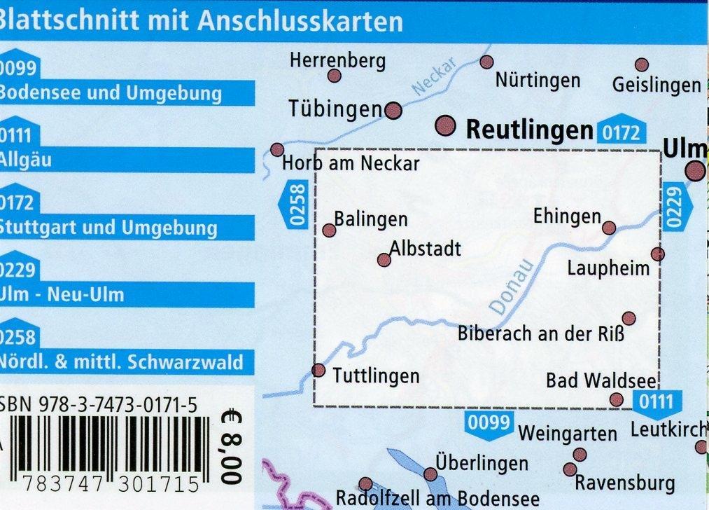 Beispielinhalt (Bild) Schwäbische Alb und Oberschwaben, Sigmaringen - Biberach an der Riß, Albstadt 1:100 000