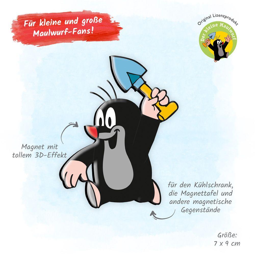 Beispielinhalt (Bild) 3D-Magnet Der kleine Maulwurf mit Schaufel