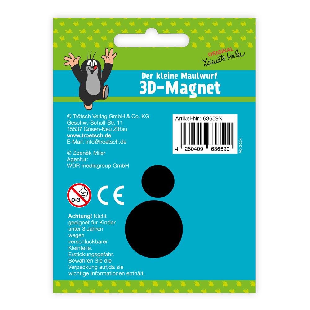 Rückseitencover 3D-Magnet Der kleine Maulwurf mit Schaufel