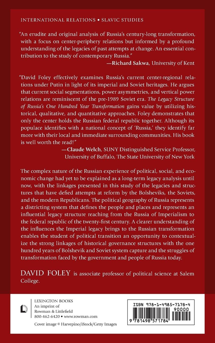 Rückseitencover Legacy Structure of Russia's One Hundred Year Transformation