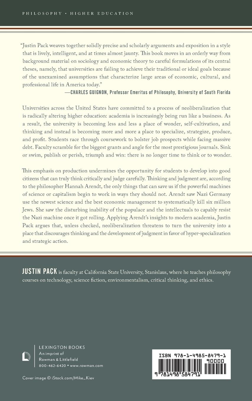 Rückseitencover How the Neoliberalization of Academia Leads to Thoughtlessness