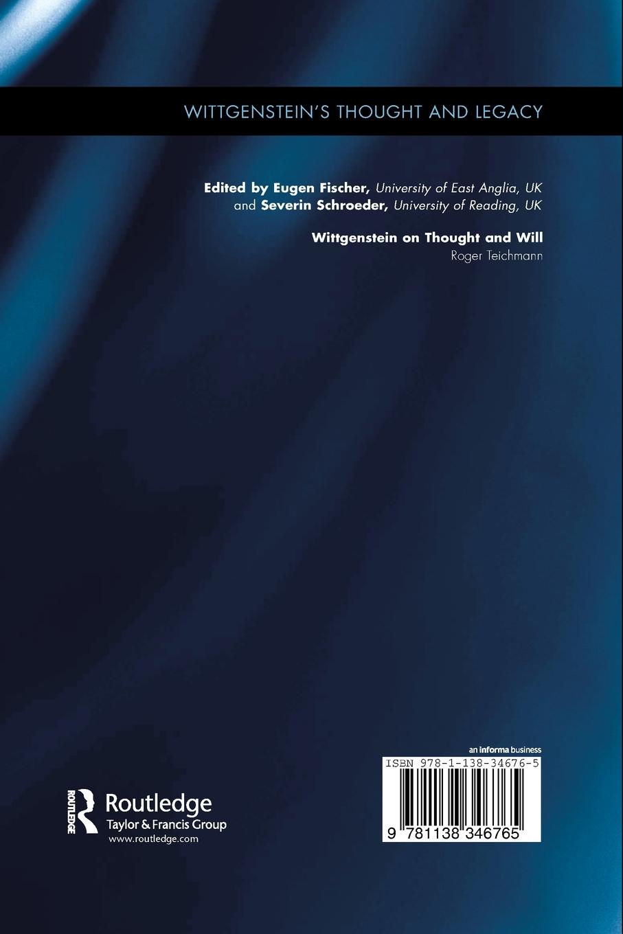 Rückseitencover Wittgenstein on Thought and Will