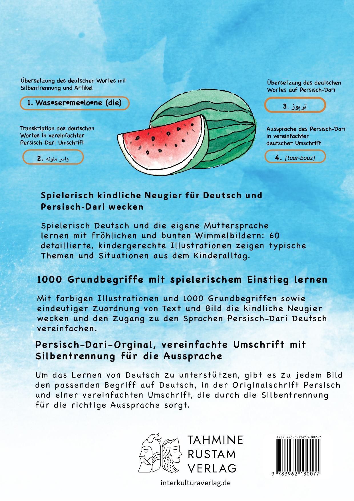 Rückseitencover Interkultura Meine ersten 1000 Wörter Bilderwörterbuch Deutsch-Dari