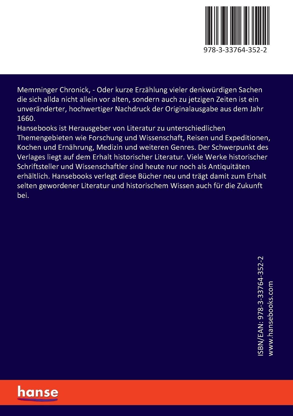 Rückseitencover Memminger Chronick,