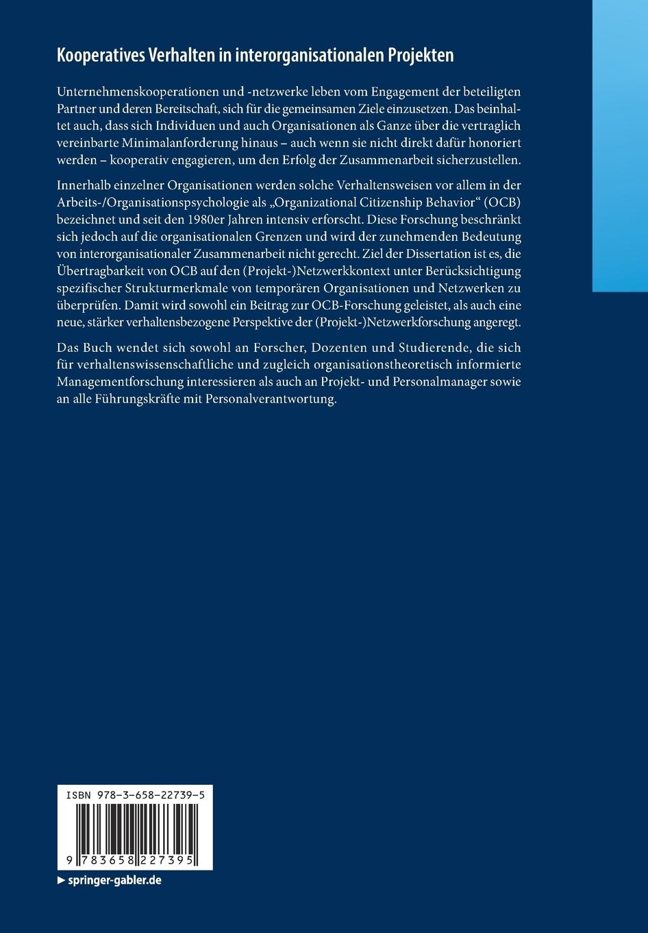 Rückseitencover Kooperatives Verhalten in interorganisationalen Projekten