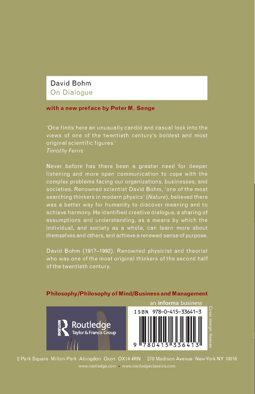 Rückseitencover On Dialogue
