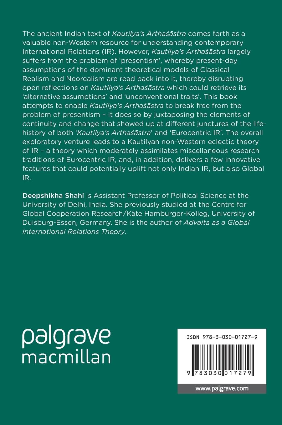 Rückseitencover Kautilya and Non-Western IR Theory