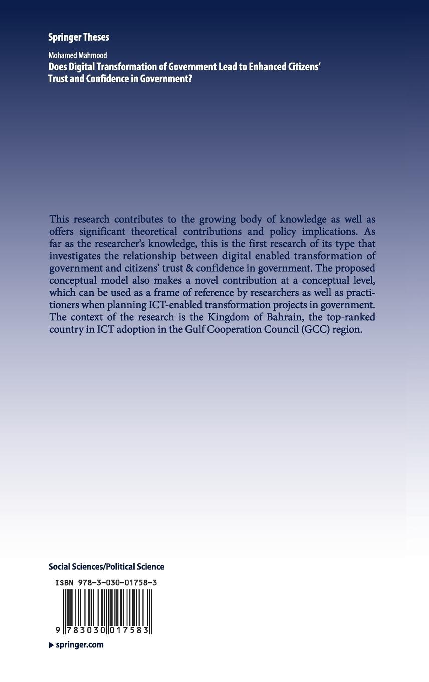 Rückseitencover Does Digital Transformation of Government Lead to Enhanced Citizens' Trust and Confidence in Government?