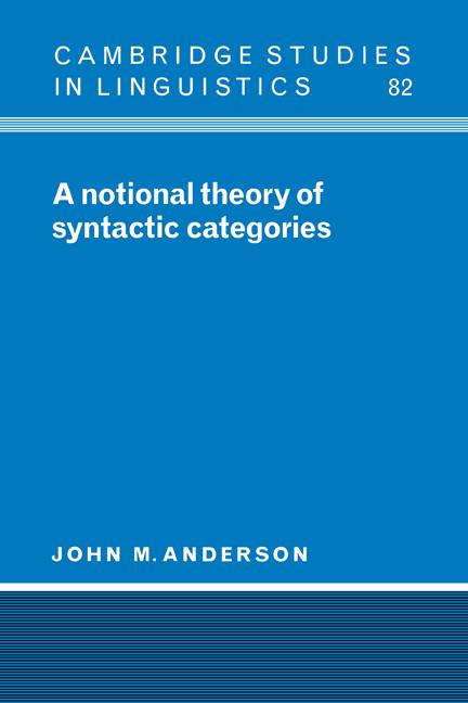 Vorderes Coverbild A Notional Theory of Syntactic Categories