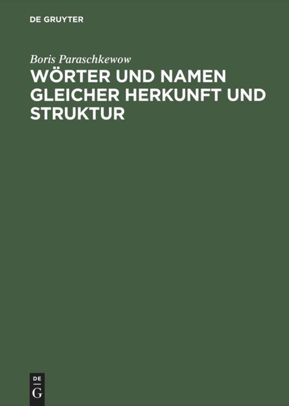 Vorderes Coverbild Wörter und Namen gleicher Herkunft und Struktur