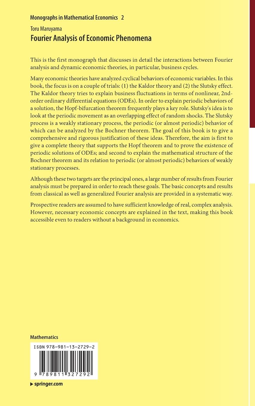 Rückseitencover Fourier Analysis of Economic Phenomena