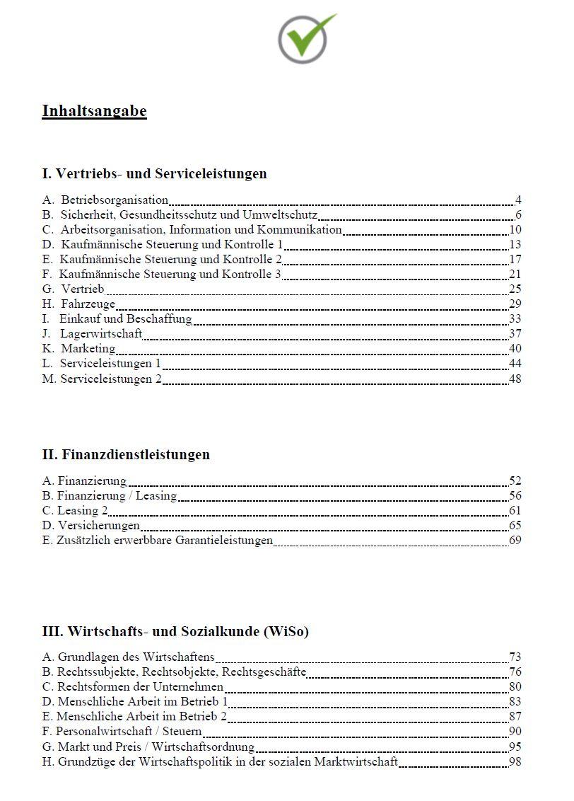 Beispielinhalt (Bild) Top-Prüfung Automobilkaufmann / Automobilkauffrau - 350 Übungsaufgaben für die Abschlussprüfung