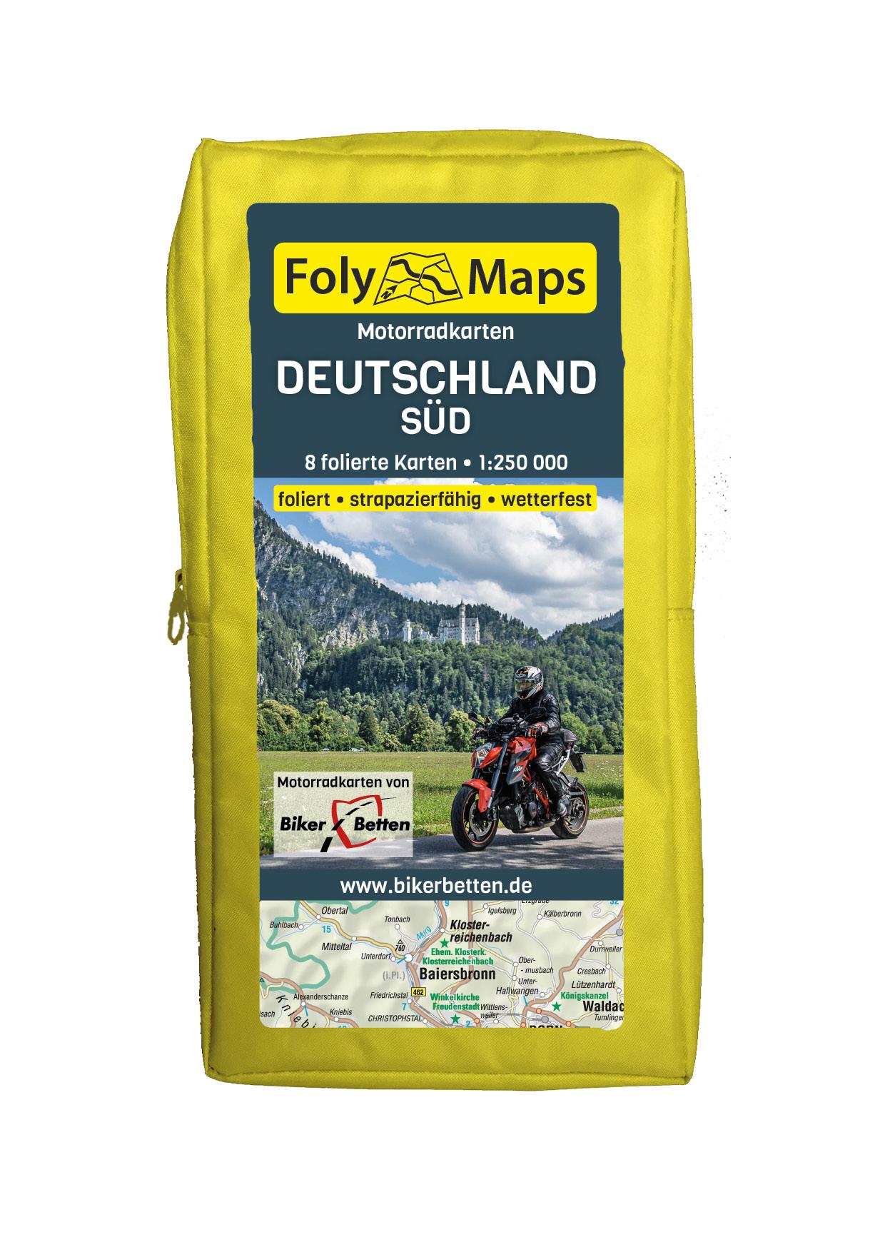 Vorderes Coverbild FolyMaps Motorradkarten Deutschland Süd 1 : 250 000