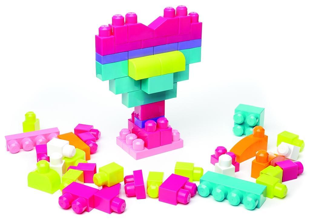 Beispielinhalt (Bild) Mega Bloks Bausteinebeutel pink (60 Teile)