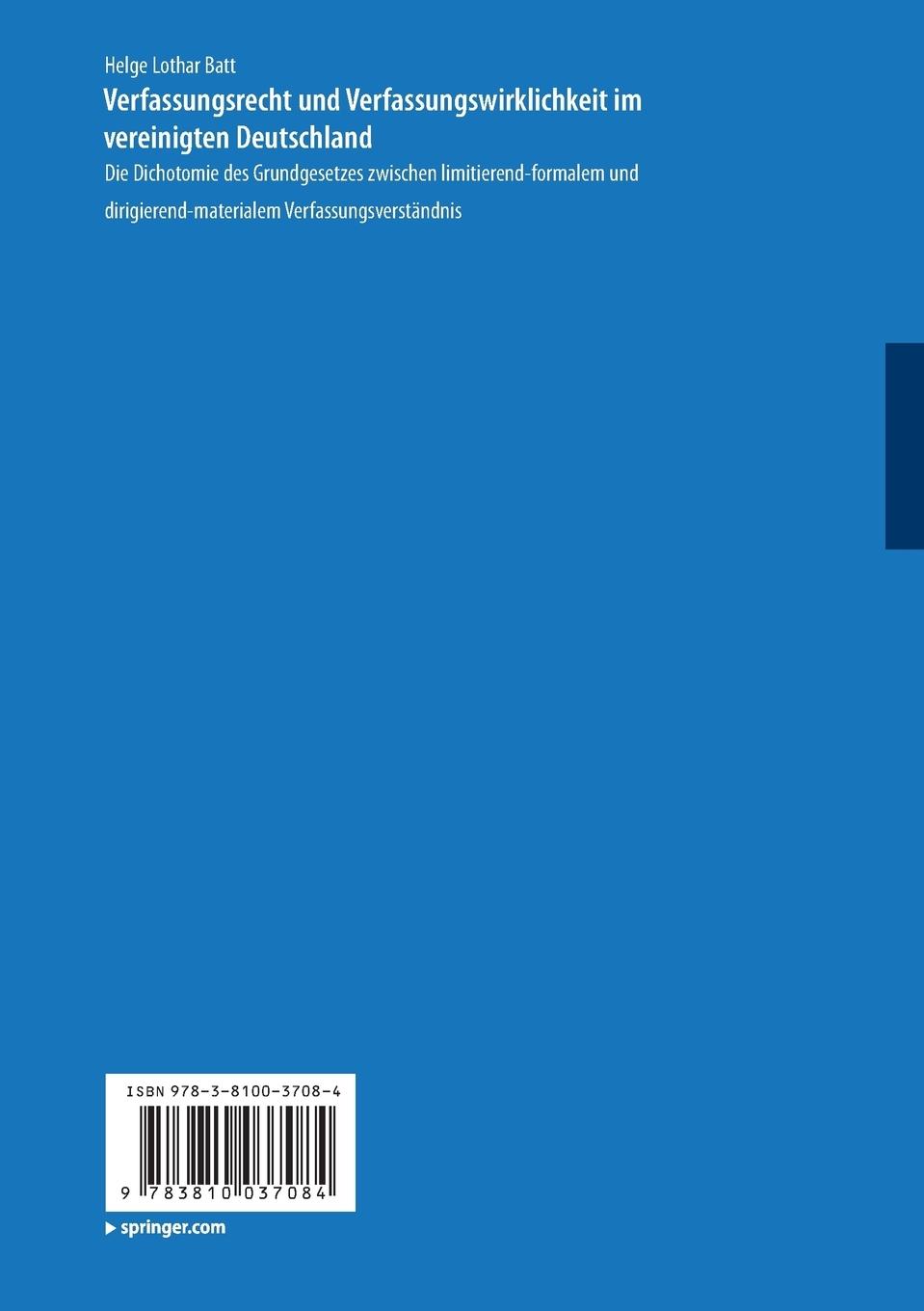 Rückseitencover Verfassungsrecht und Verfassungswirklichkeit im vereinigten Deutschland