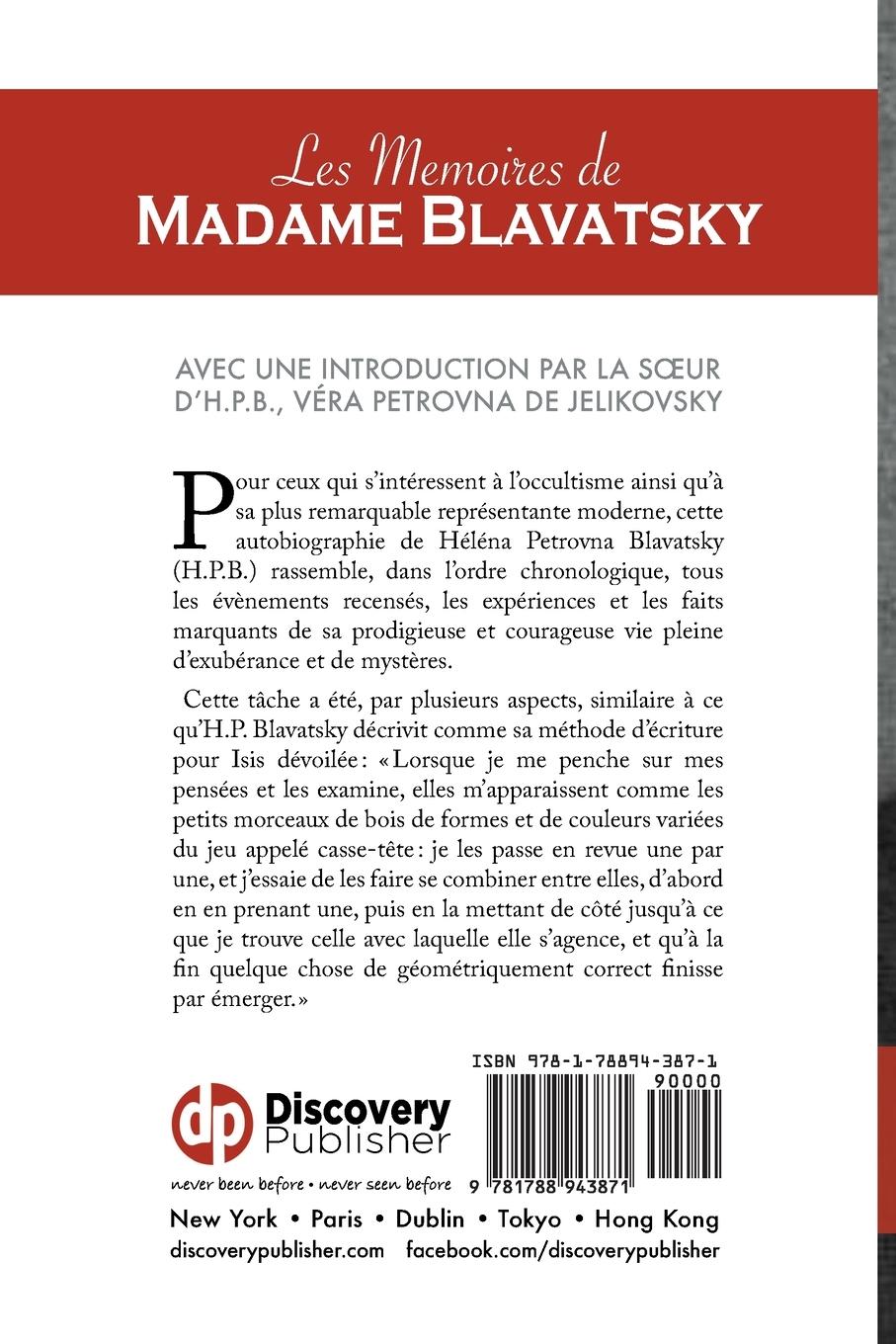 Rückseitencover Les mémoires de Madame Blavatsky