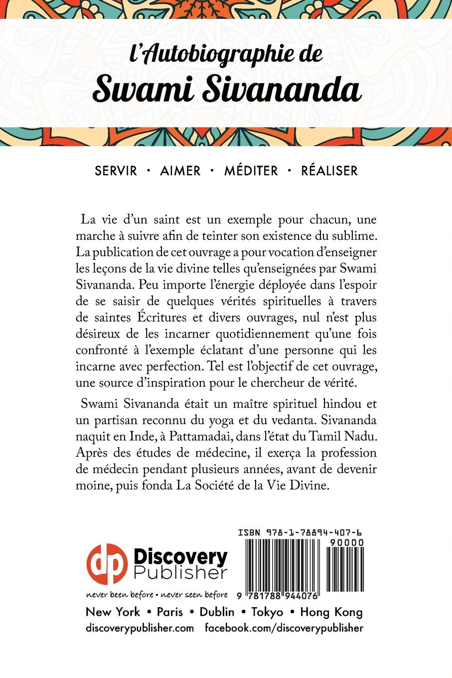 Rückseitencover L'Autobiographie de Swami Sivananda