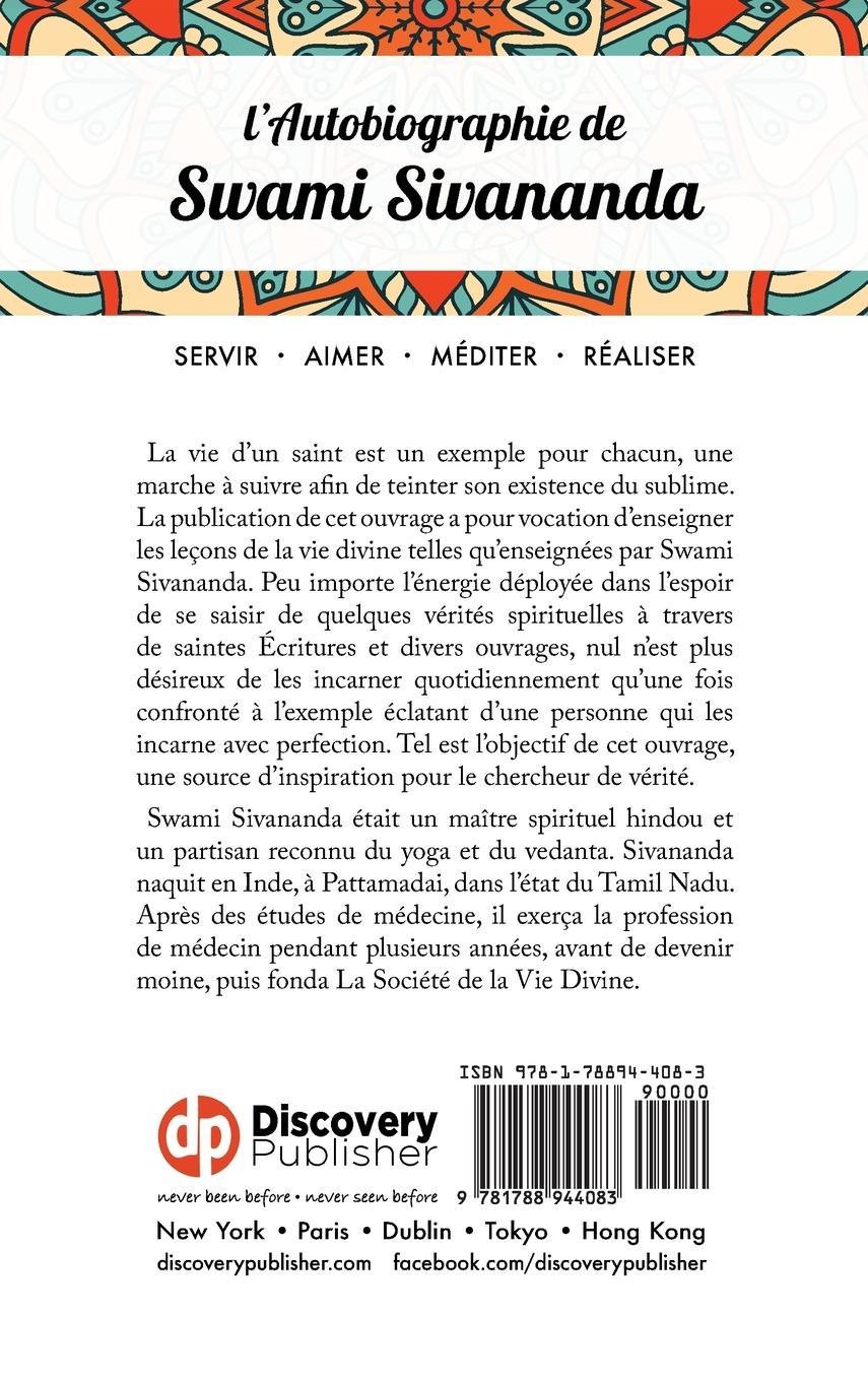 Rückseitencover L'Autobiographie de Swami Sivananda