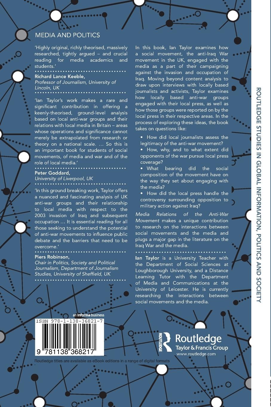 Rückseitencover Media Relations of the Anti-War Movement