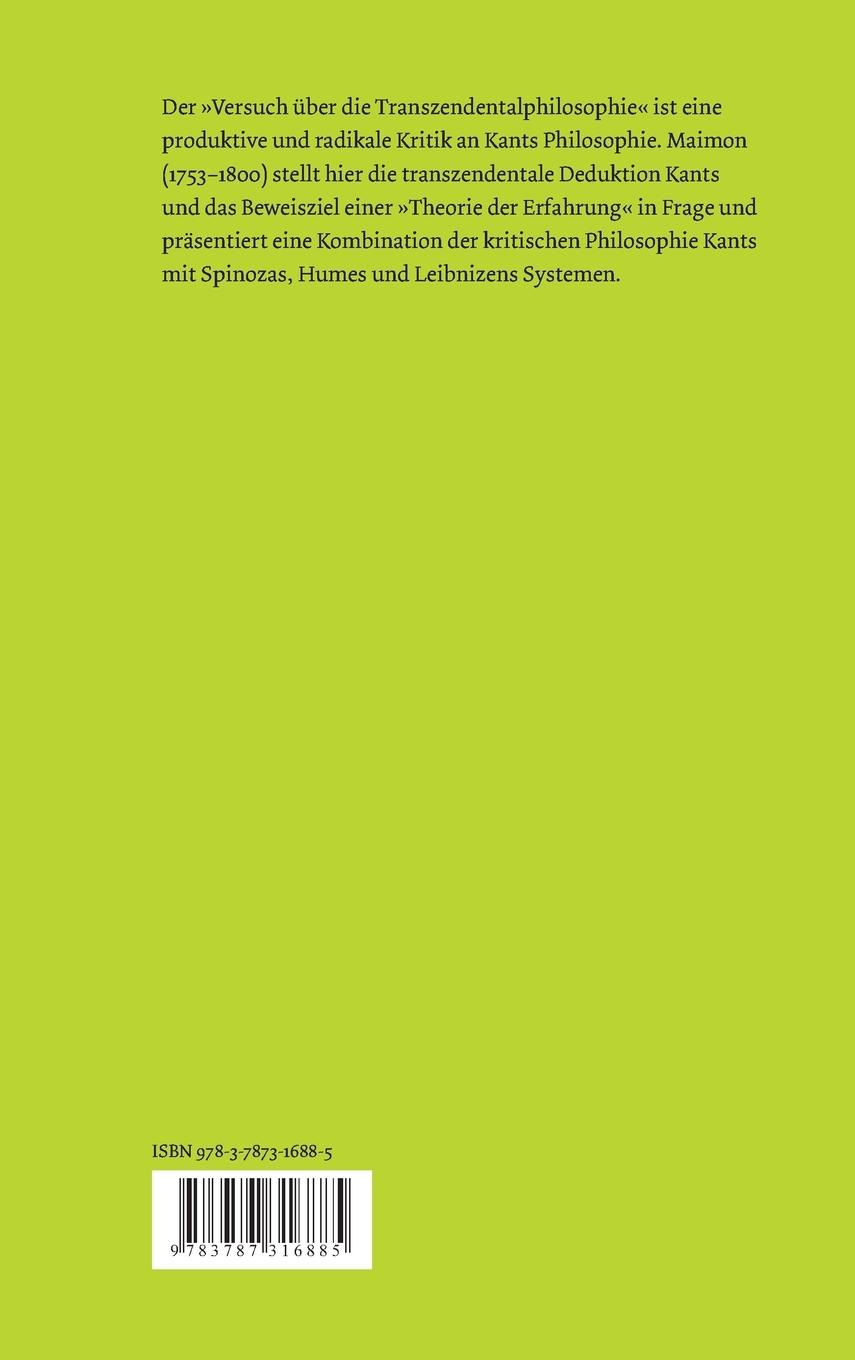 Rückseitencover Versuch über die Transzendentalphilosophie