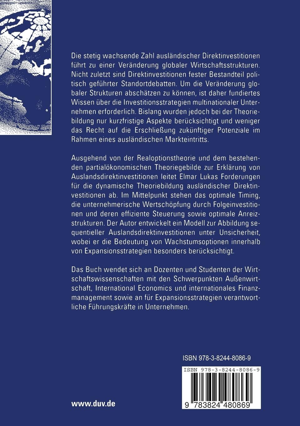 Rückseitencover Multinationale Unternehmen und sequentielle Direktinvestitionen