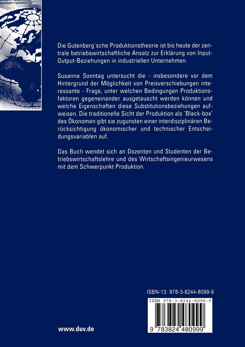 Rückseitencover Die Gutenberg-Produktionsfunktion