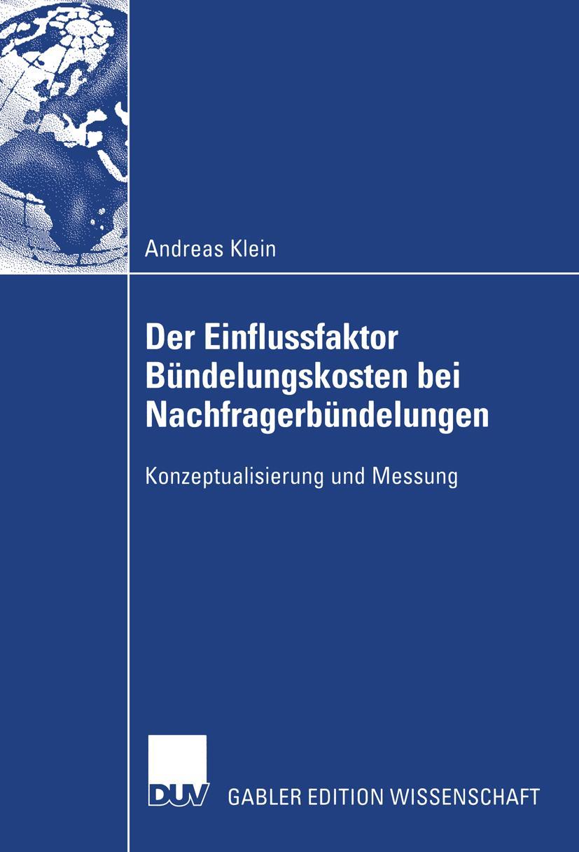 Vorderes Coverbild Der Einflussfaktor Bündelungskosten bei Nachfragerbündelungen