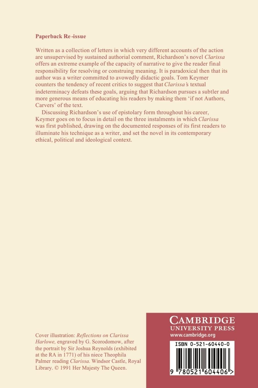 Rückseitencover Richardson's 'Clarissa' and the Eighteenth-Century Reader