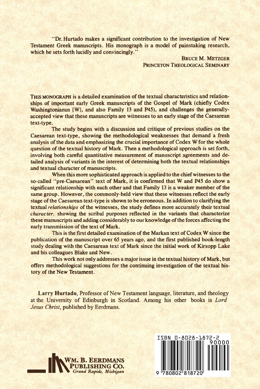Rückseitencover Text-Critical Methodology and the Pre-Caesarean Text
