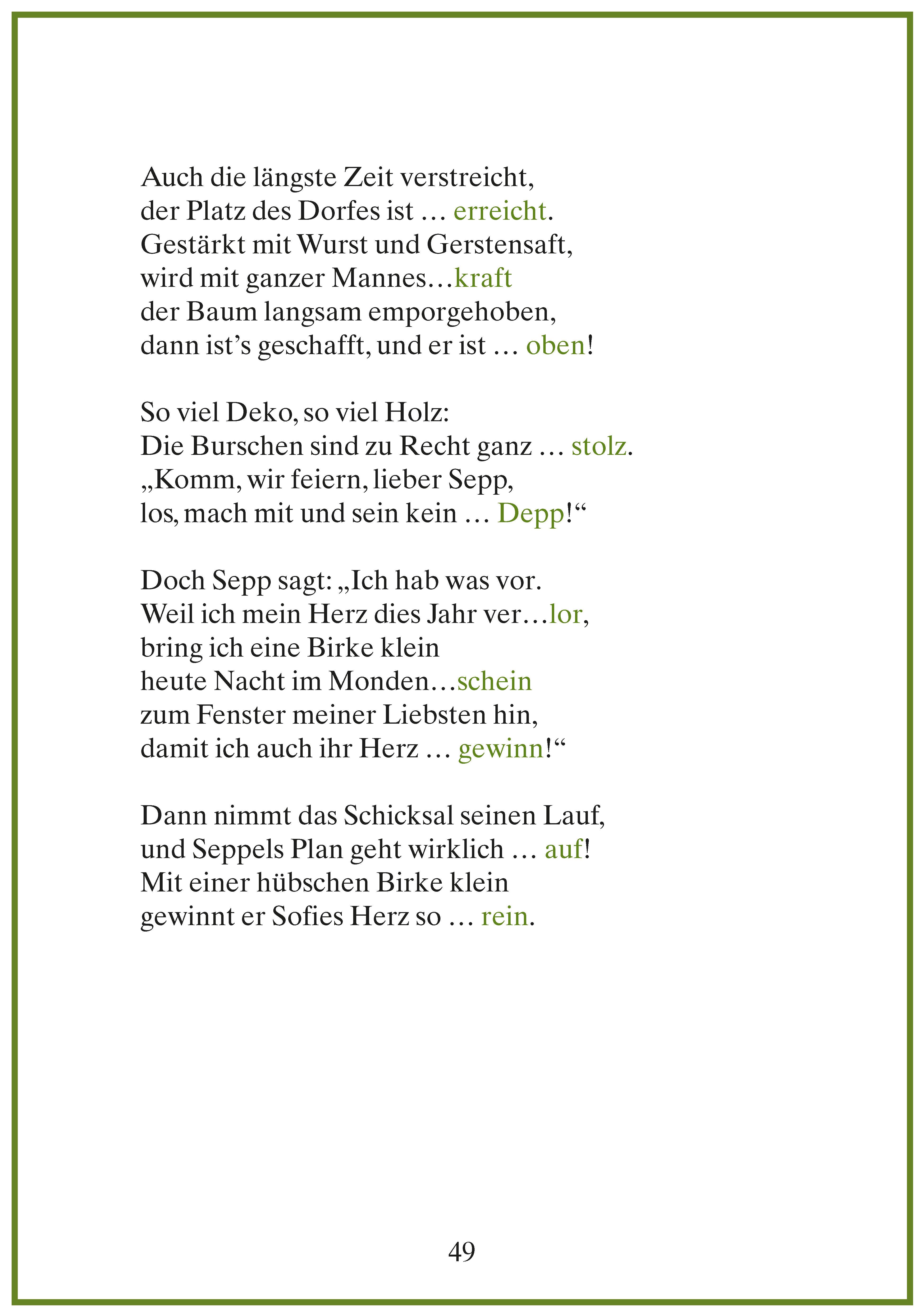 Beispielinhalt (Bild) Maibowle und Winzerfest - Lücken-Geschichten in Reimen für Senioren