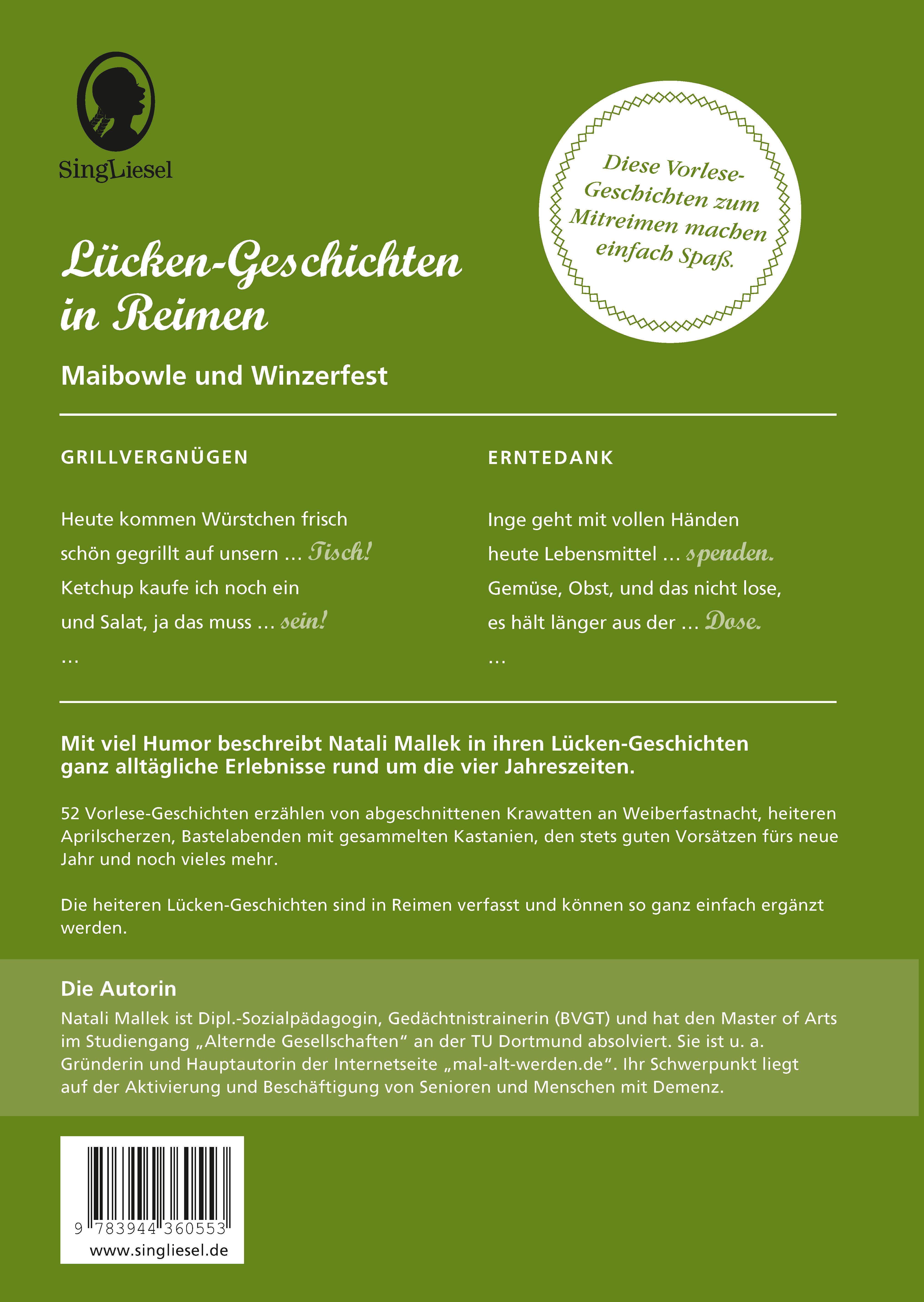 Beispielinhalt (Bild) Maibowle und Winzerfest - Lücken-Geschichten in Reimen für Senioren