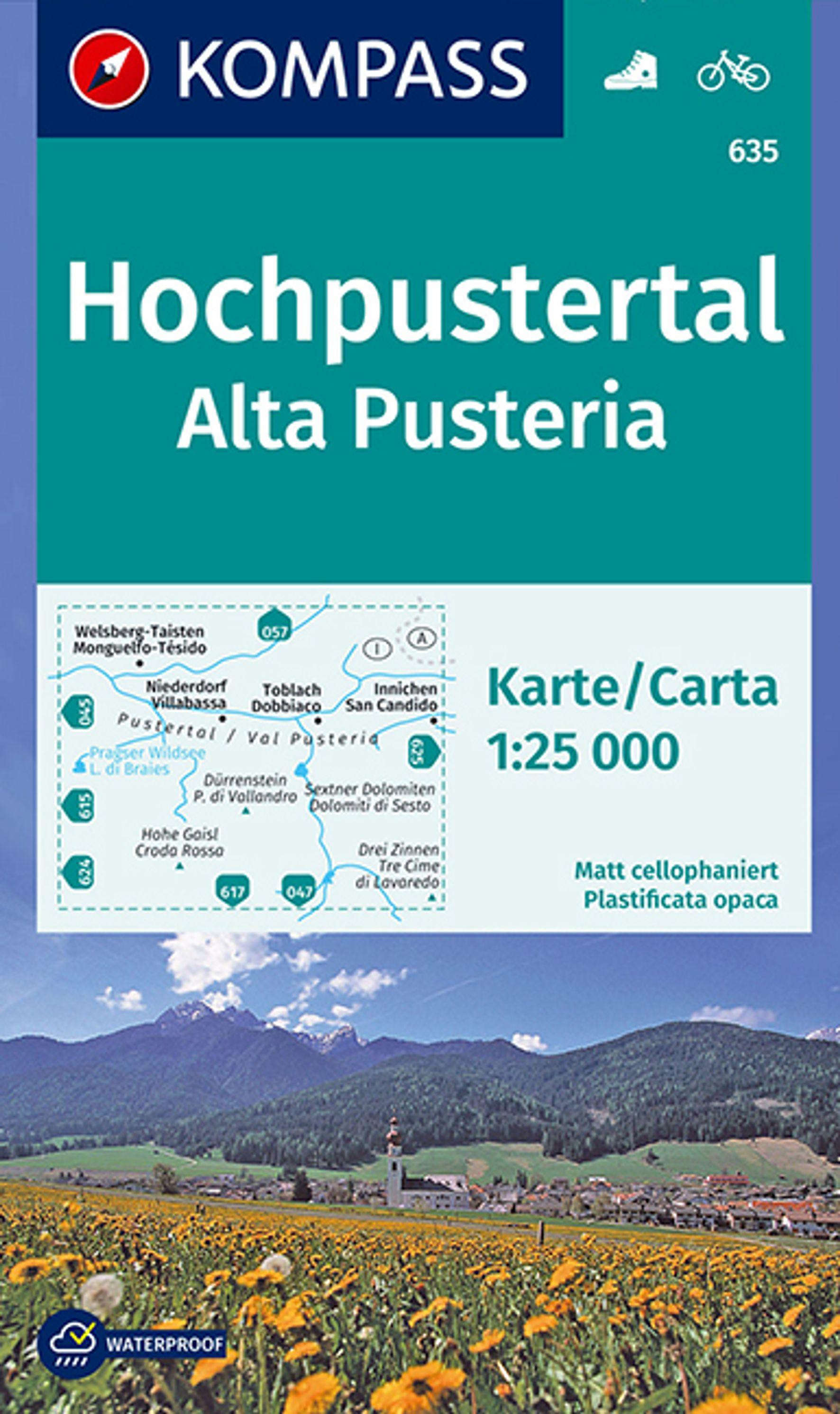 Vorderes Coverbild KOMPASS Wanderkarte 635 Hochpustertal, Alta Pusteria 1:25.000
