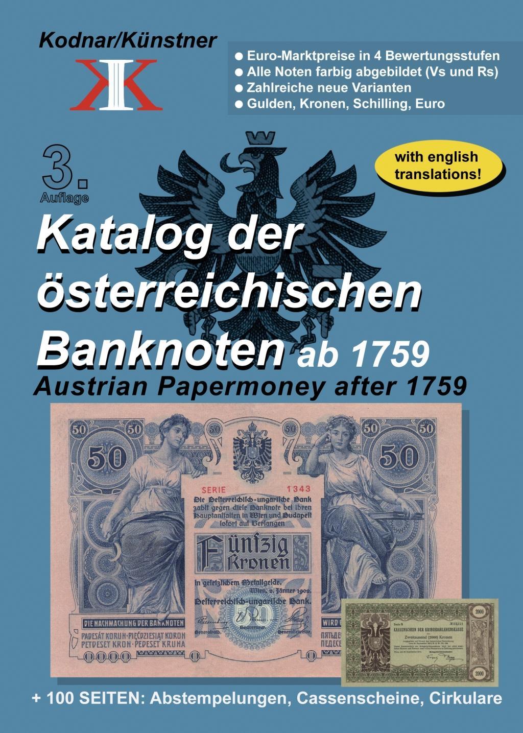 Vorderes Coverbild Katalog der österreichischen Banknoten ab 1759