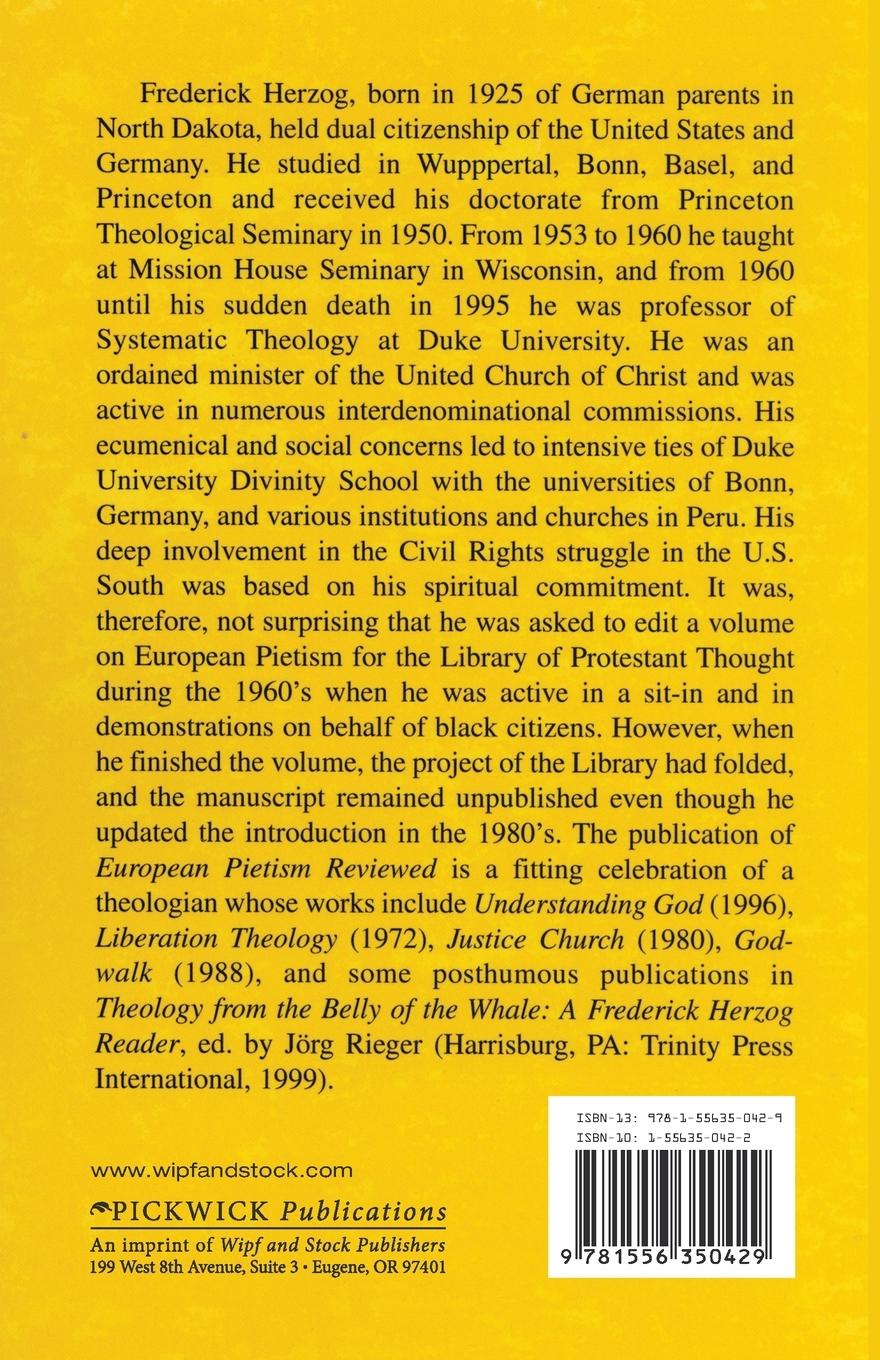 Rückseitencover European Pietism Reviewed