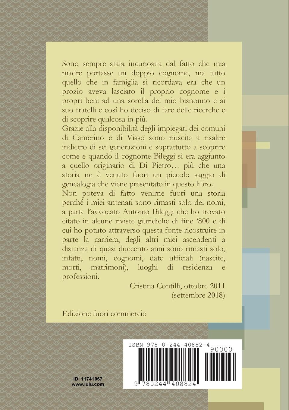 Rückseitencover Di Pietro Bileggi, un cognome, una storia