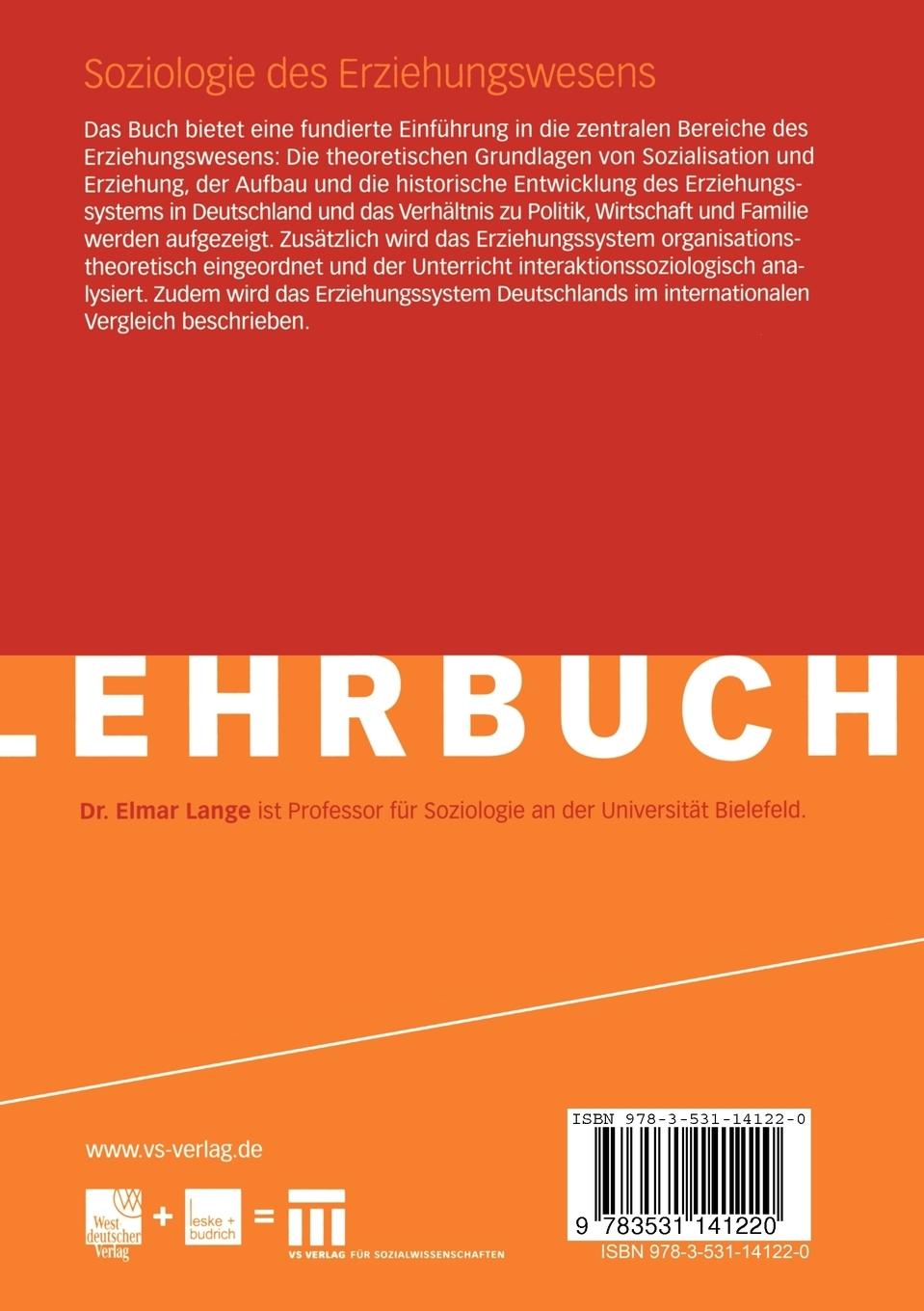 Rückseitencover Soziologie des Erziehungswesens