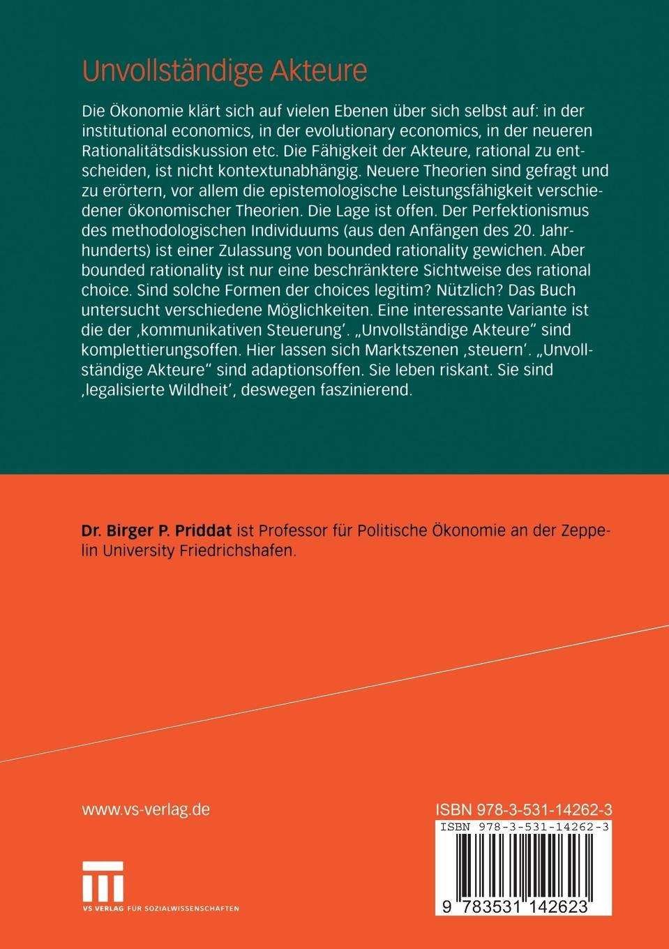 Rückseitencover Unvollständige Akteure