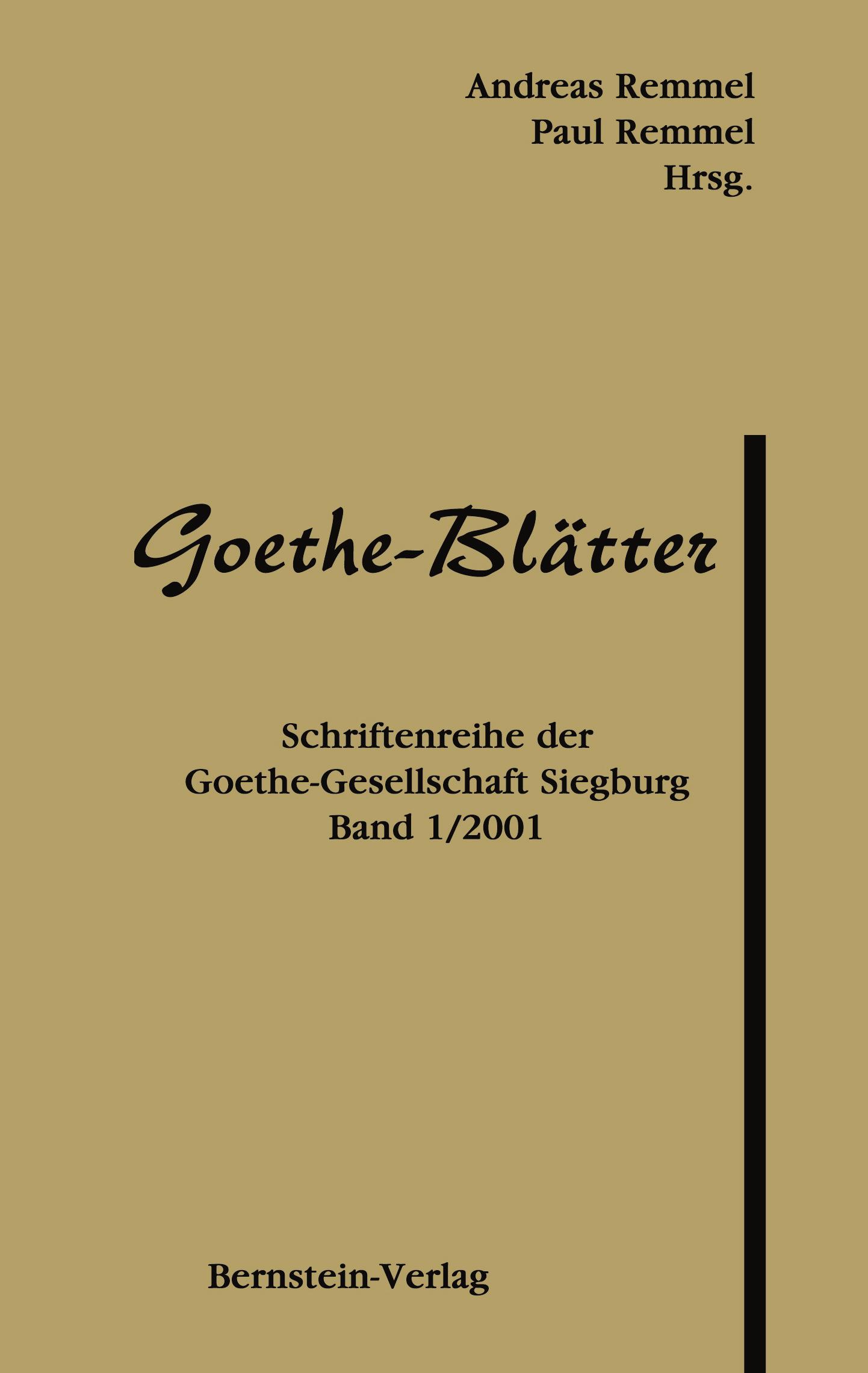 Vorderes Coverbild Goethe-Blätter