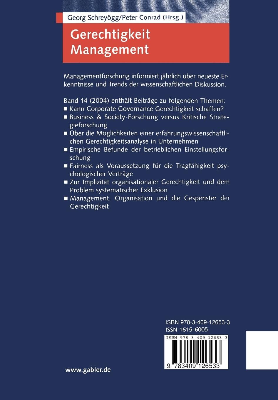 Rückseitencover Gerechtigkeit und Management