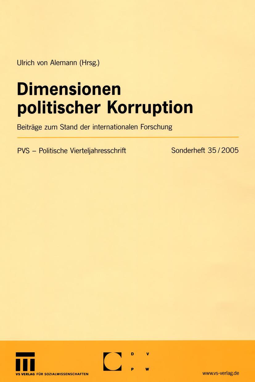 Vorderes Coverbild Dimensionen politischer Korruption