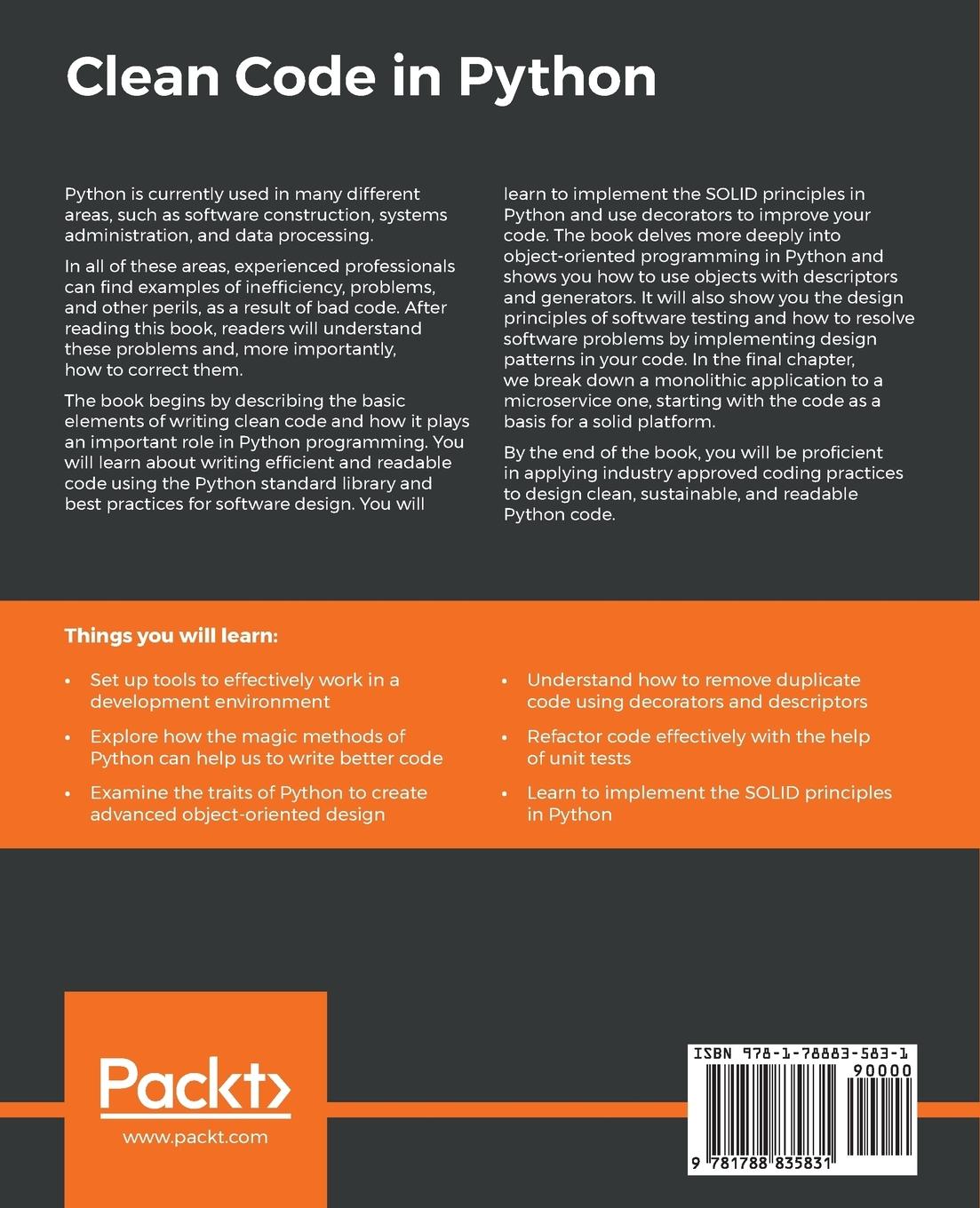 Rückseitencover Clean Code in Python