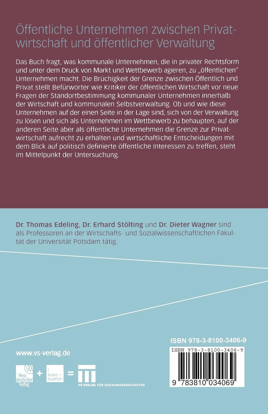 Rückseitencover Öffentliche Unternehmen zwischen Privatwirtschaft und öffentlicher Verwaltung